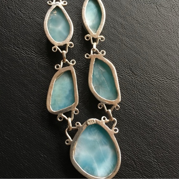 Larimar Necklace Dominican Natural Uneven Cut Blue Stone 9 1/2” Long - Picture 8 of 8